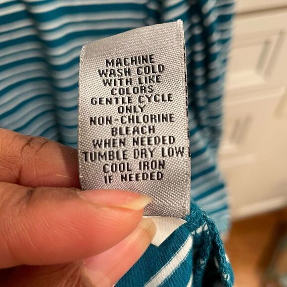 Catherines Cardigan Women’s 5X Suprema Collection Open Front Turquoise Striped - Picture 4 of 8